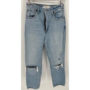 Abercrombie & Fitch Womens Ankle Straight Ultra High Rise Distressed Jean